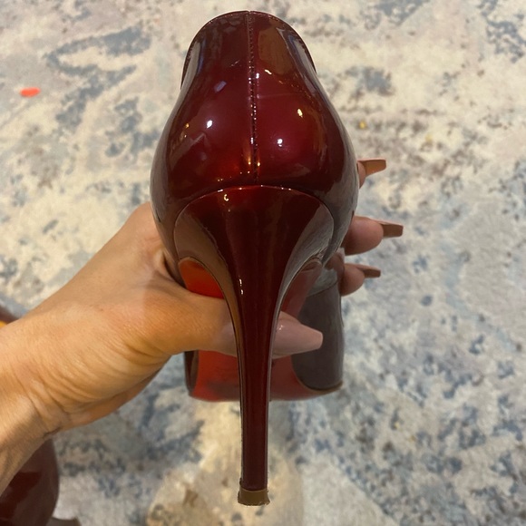 Christian Louboutin Patent Leather Wine Ruby Pump Heels Size 37 - Picture 8 of 15